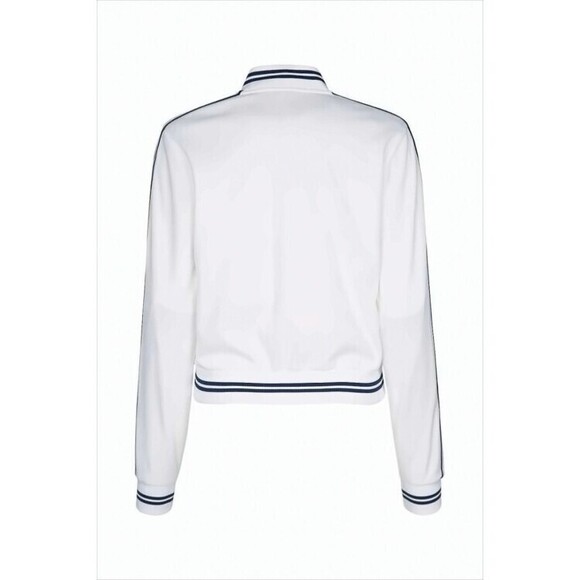 Celine Cropped Zip-Up Hoodie With Navy Striped Ribbed Trims - NWT - Picture 2 of 2